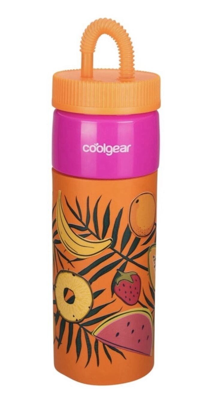 Cool Gear 24 oz Plastic Retro Foam Grip Water Bottle Orange, Fruit